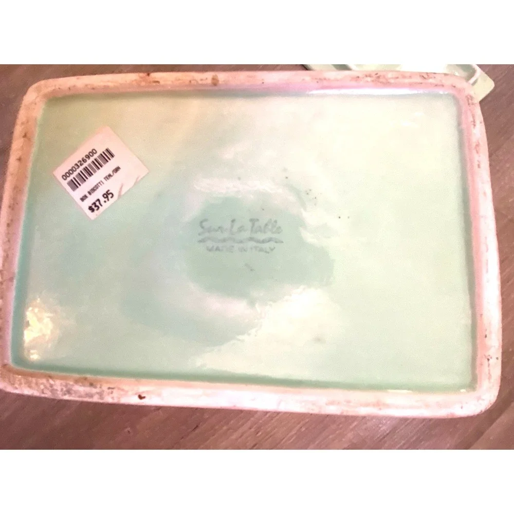 Sur La Table Salt Box Italian‎ Ceramic Lid Sale Antica Italy Biscotti Green Mint